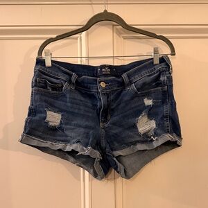 Hollister Dark Blue Distressed Denim Jean Shorts